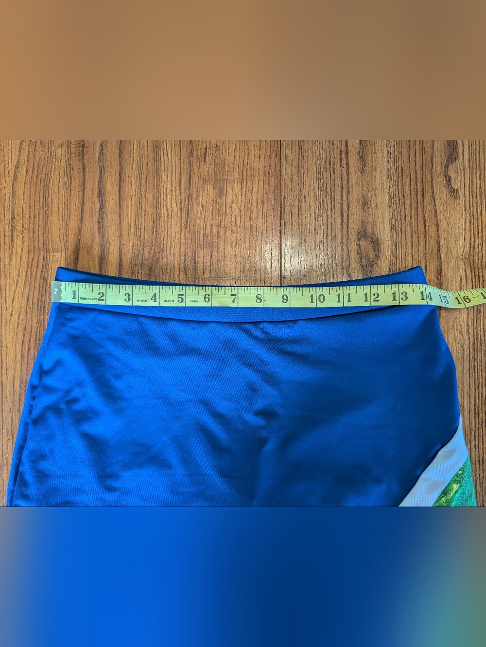 ASCE Blue & Green Metallic Competition Skort - Cheer/Dance - Like New - Picture 5 of 8